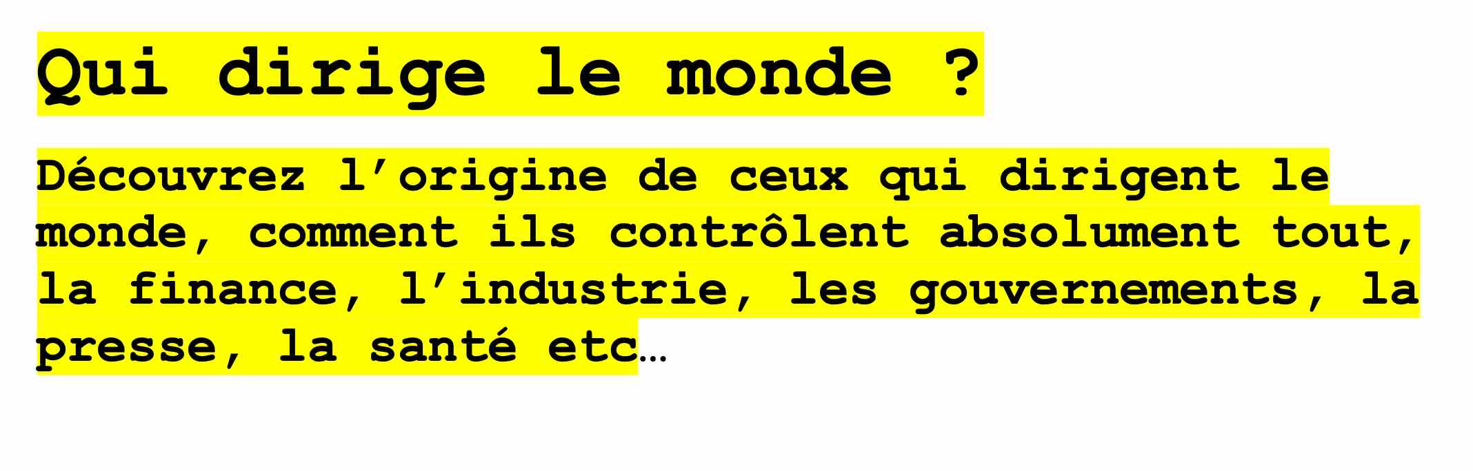 Qui dirige le monde